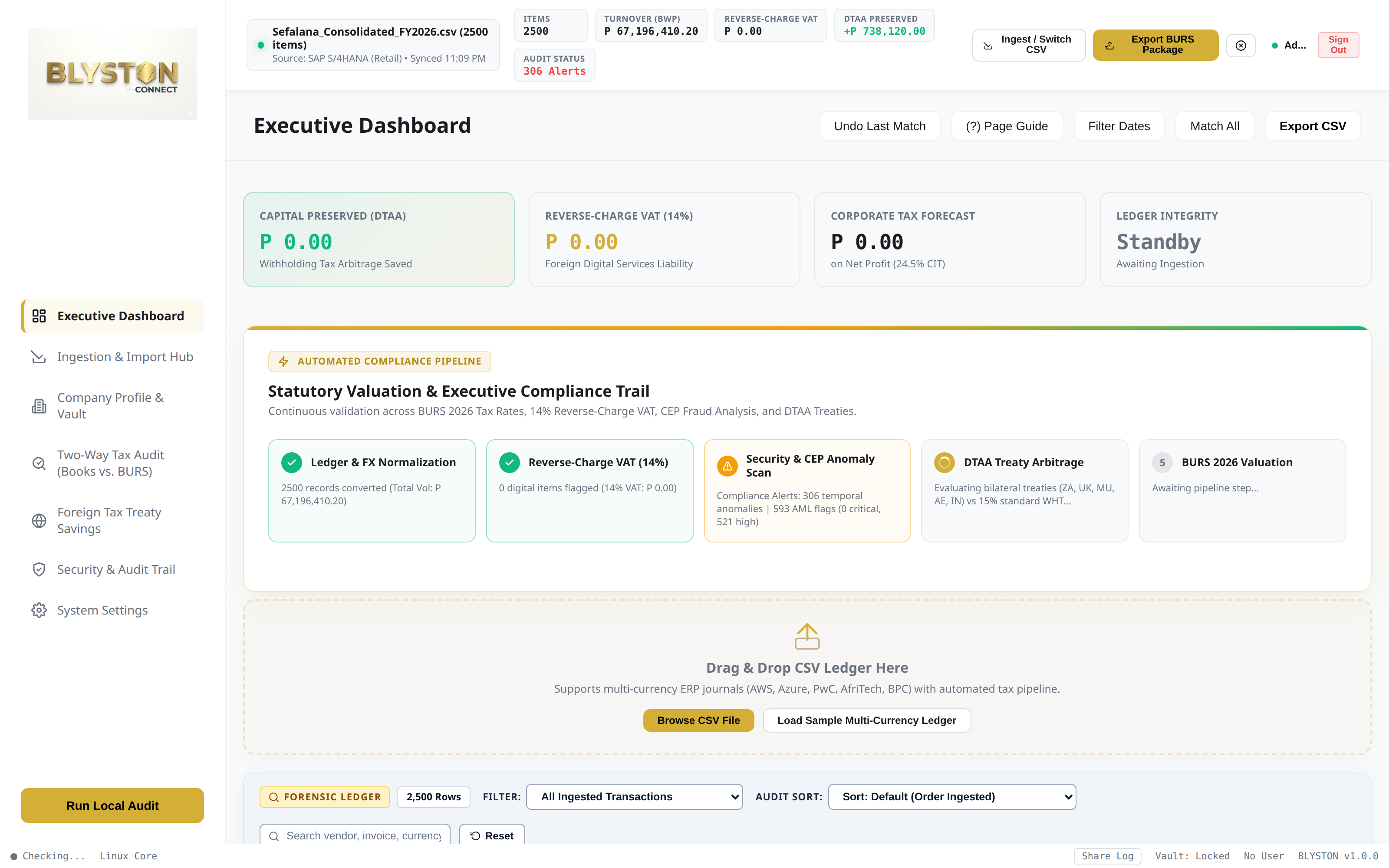 BLYSTON Connect Executive Dashboard Interface Preview
